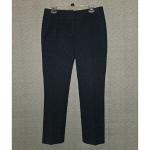 Ann Taylor LOFT Marisa Ankle Pant Straight Leg Navy Women's Size 6 Leopard Print